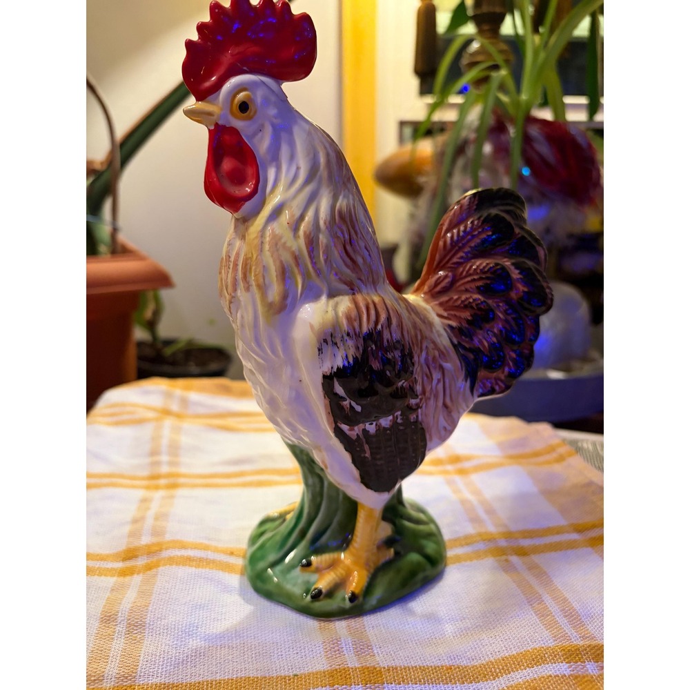 VTG Lefton Rooster Figurine 3072 Japan Hand Painted Ceramic 6" no chips cracks